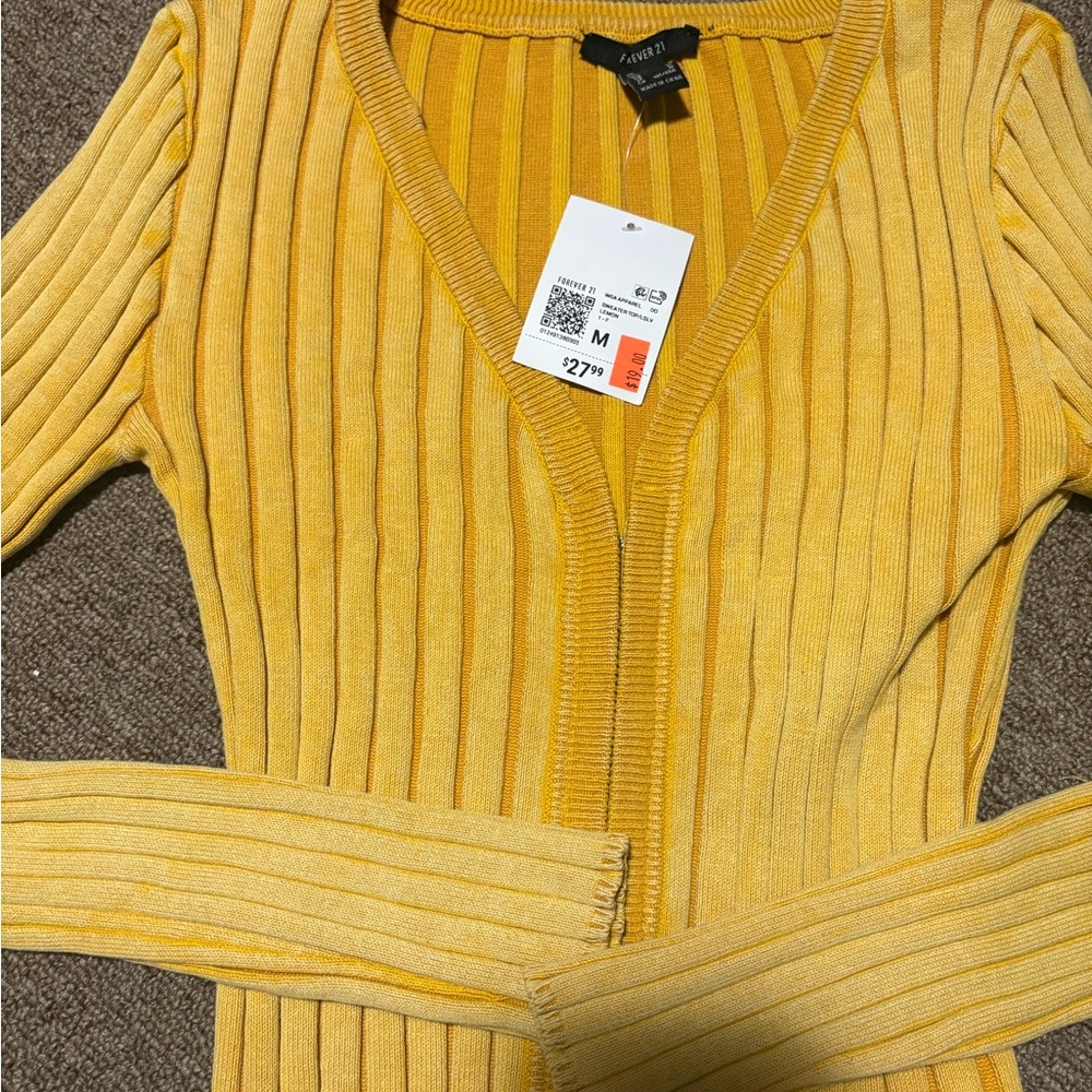 Yellow Ribbed Cardigan - Picture 4 of 4